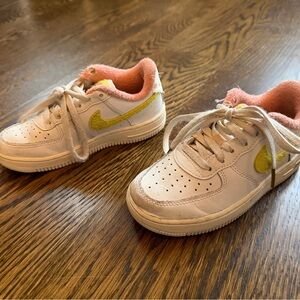 Nike girls sneakers pink and yellow - size  11c